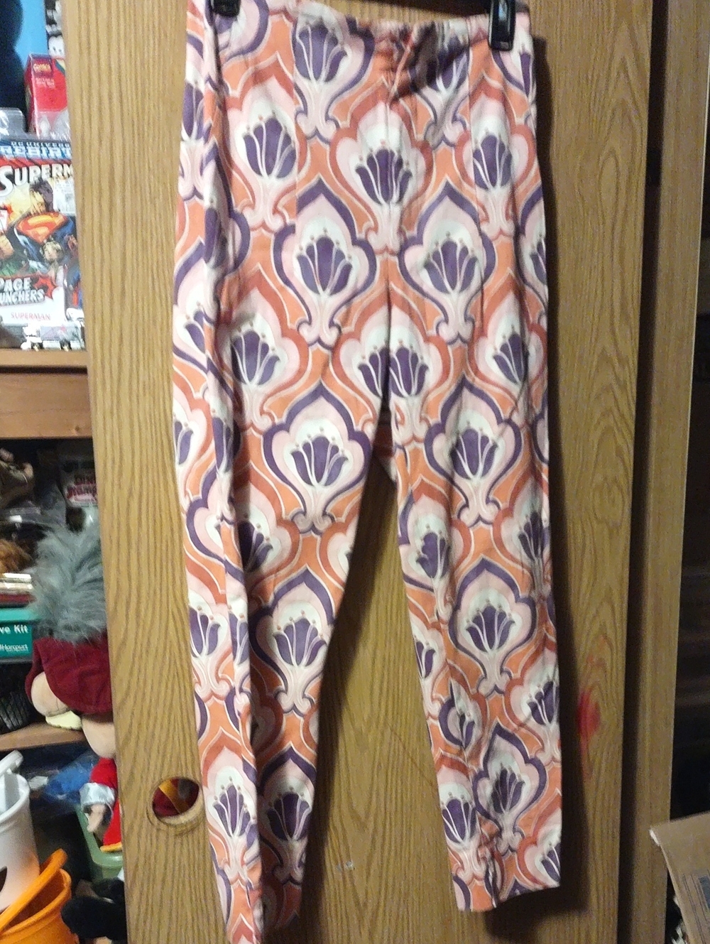 Zara Orange & Purple Printed High WaistTrousers